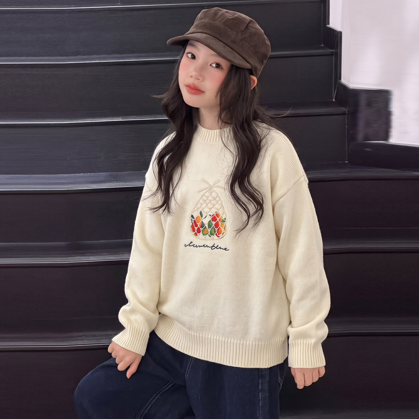 女童秋冬新款洋气针织毛衣外套