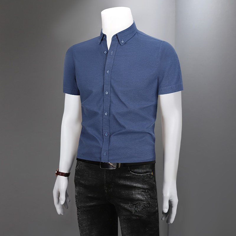 2026新款纯色衬衫男短袖夏季薄款高级感轻奢商务休闲男士免烫衬衣