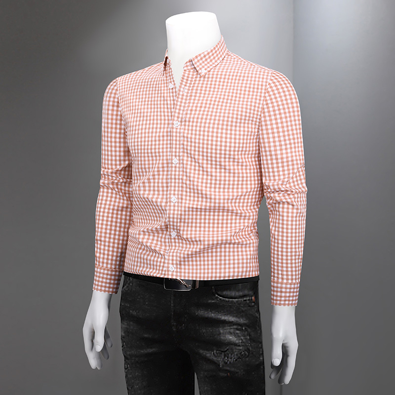 2025新款格子衬衫男长袖商务休闲简约痞帅高级感男士潮流修身衬衣