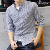 长袖 衬衣潮流痞帅青少年修身 休闲纯棉男士 2025春夏新款 格子衬衫