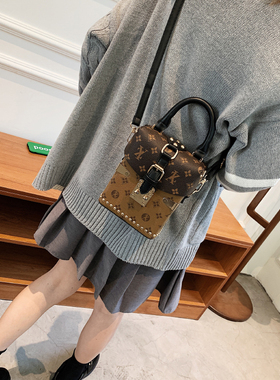 Clean Knоck包包女2026新款时尚老花水桶包手提盒子包百搭斜挎包