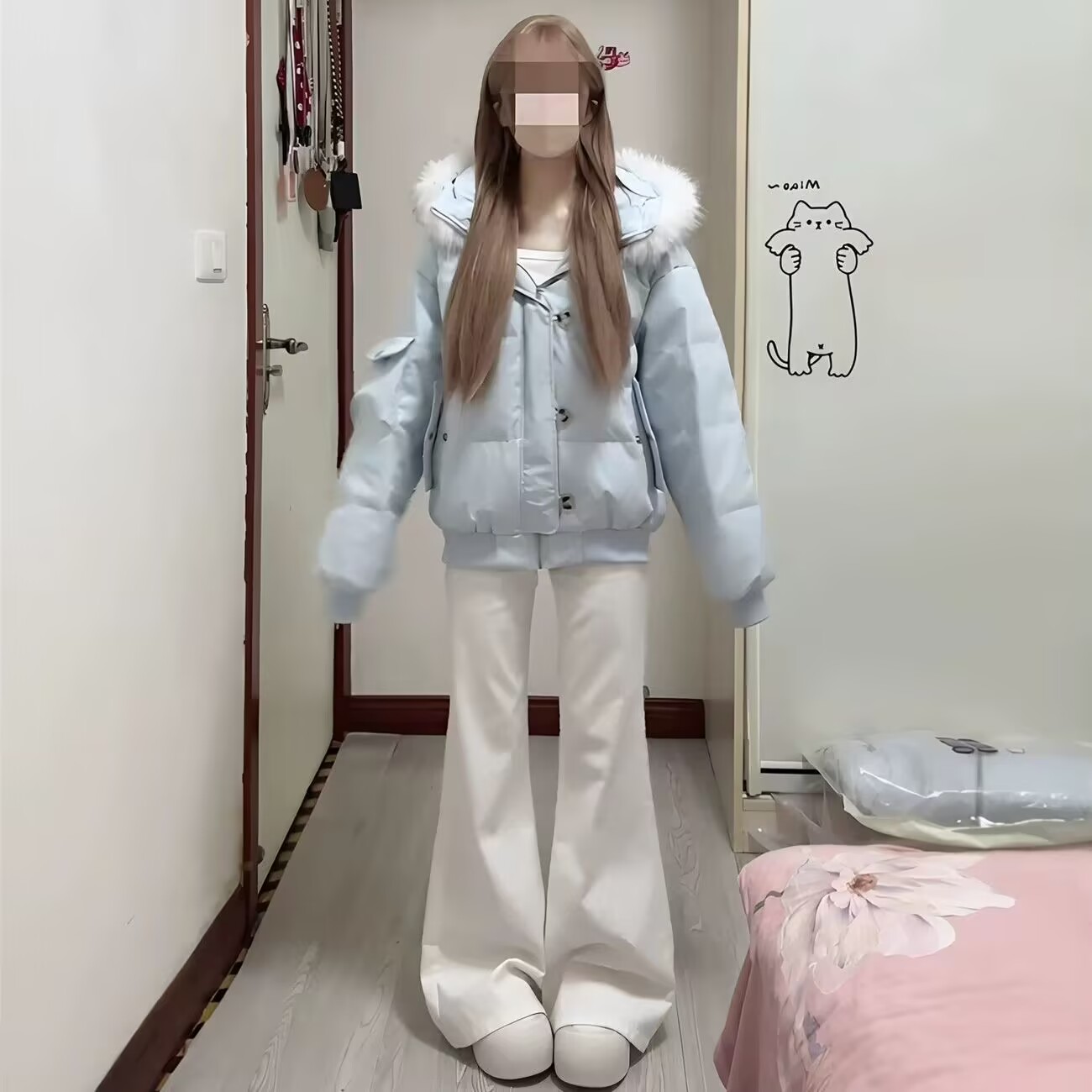 大毛领羽绒棉服女2026冬季新款加厚工装派克服棉衣外套小个子棉袄