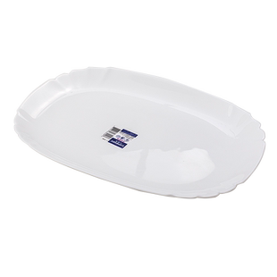 乐美雅鱼盘家用蒸鱼盘2021新款轻奢耐热钢化白玉玻璃鱼碟餐具椭圆