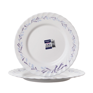 乐美雅家用菜盘纯白盘子西餐汤盘圆形碟子鱼盘钢化白玉玻璃餐具