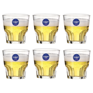 乐美雅啤酒杯玻璃杯商用矮款耐热八角杯家用酒杯扎啤威士忌杯杯子