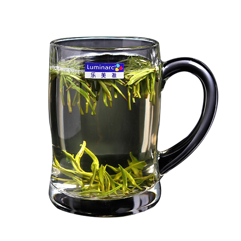 乐美雅玻璃杯家用茶杯带把水杯耐热泡茶杯高档钢化加厚杯喝水把杯