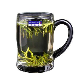乐美雅玻璃杯家用茶杯带把水杯耐热泡茶杯钢化加厚杯喝水把杯