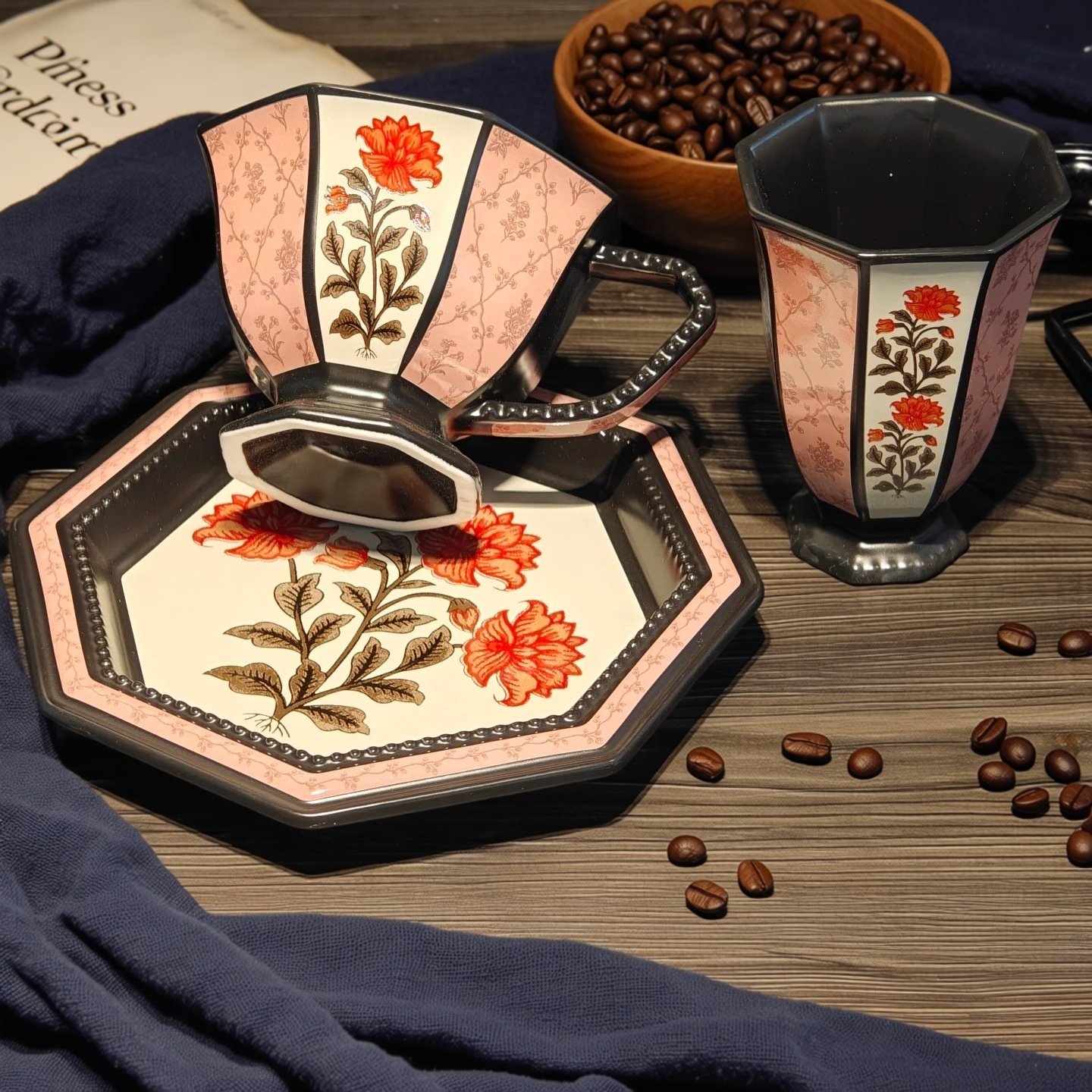 中古风陶瓷咖啡杯高档精致喝水杯子法式复古轻奢高颜值杯碟套装