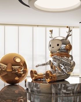 抽象创意玻璃钢雕塑摆件酒店大堂售楼部大厅过道落地摆设