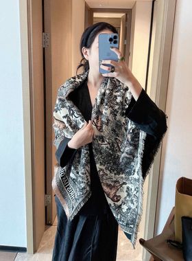 法国CINS KINS花好月圆~动物图案羊绒百搭保暖围巾女加厚围脖披肩