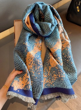 法国CINS KINS以梦为马~加密加厚羊绒围巾女冬季披肩双面保暖围脖