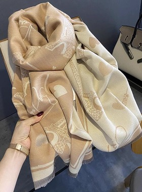 法国CINS KINS相亲相爱~新款羊绒围巾女冬季保暖外搭披肩围脖女潮