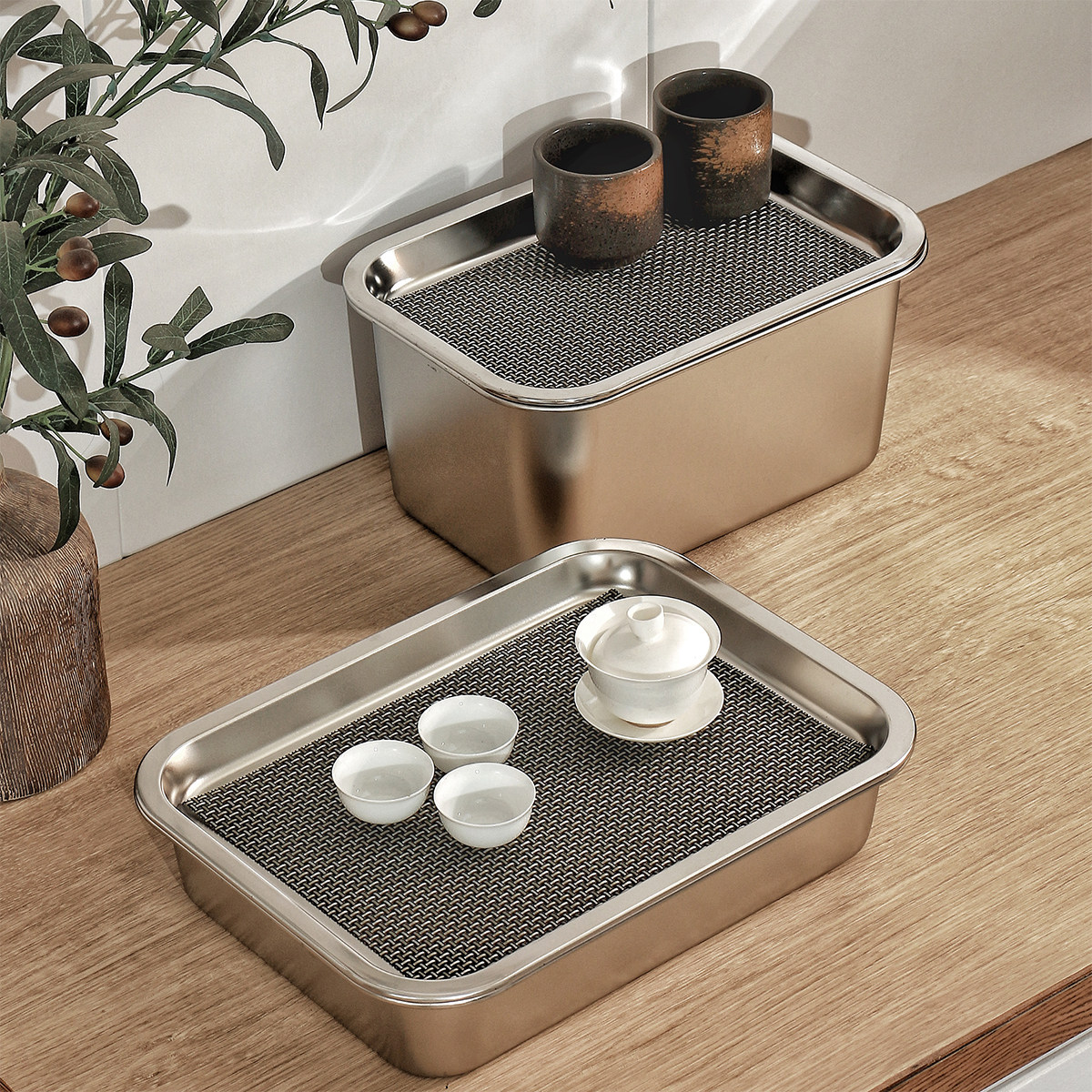 潮汕功夫茶盘不锈钢冲孔沥水托盘