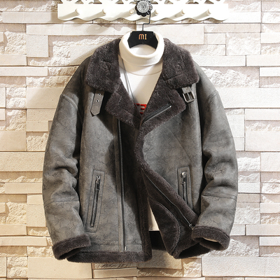 皮毛一体羊羔绒加绒加厚棉服外套