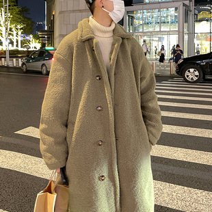 中长款棉衣男士秋冬季港风羊羔绒大衣加肥加大码宽松休闲加厚上衣