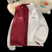 美式 休闲星空两面穿夹克春秋防风冲锋衣男女款 立领棒球服情侣外套