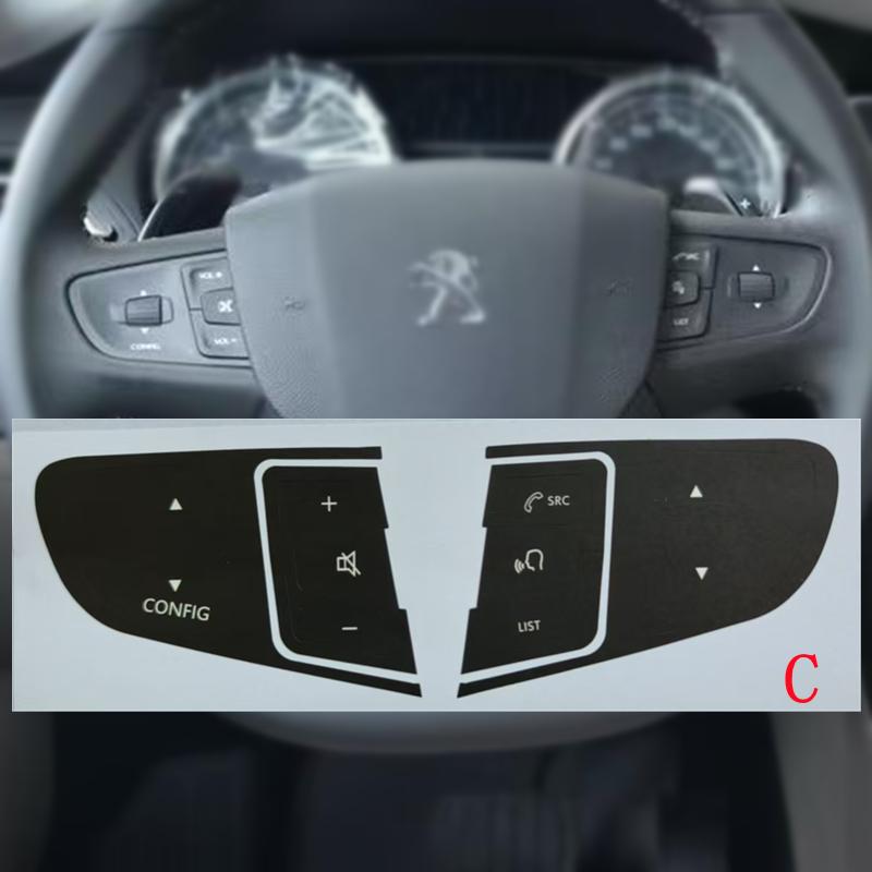 适用东风标致408/508/3008方向盘多功能开关巡航按键翻新车贴纸C6