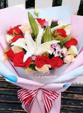 红玫瑰百合鲜花店花束佛山南海顺德容桂大良北滘陈村伦教勒流均安