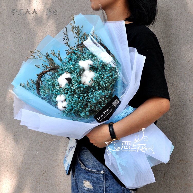 长沙杭州鲜花心型玫瑰花束生日满天星株洲湘潭同城配送毕业小花束