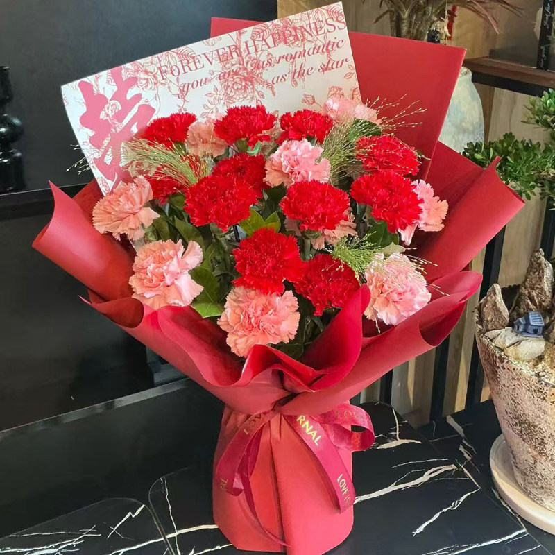 康乃馨花束鲜花同城配送情七夕节母亲节生日女友表白礼物南宁贵阳