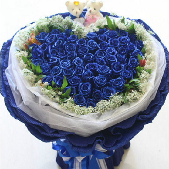 广州中山鲜花同城速递蓝色妖姬鲜花礼盒情人节母亲节花束送花花店
