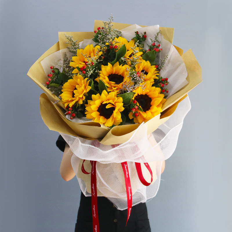 向日葵混搭花束礼盒鲜花南京速递同城生日无锡常州苏州南通送花店