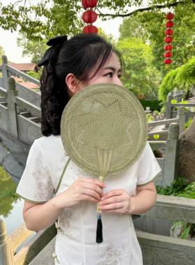 蒲扇手工扇子草编中国风汉服古风手摇纳凉宝宝驱蚊流苏老式扇子