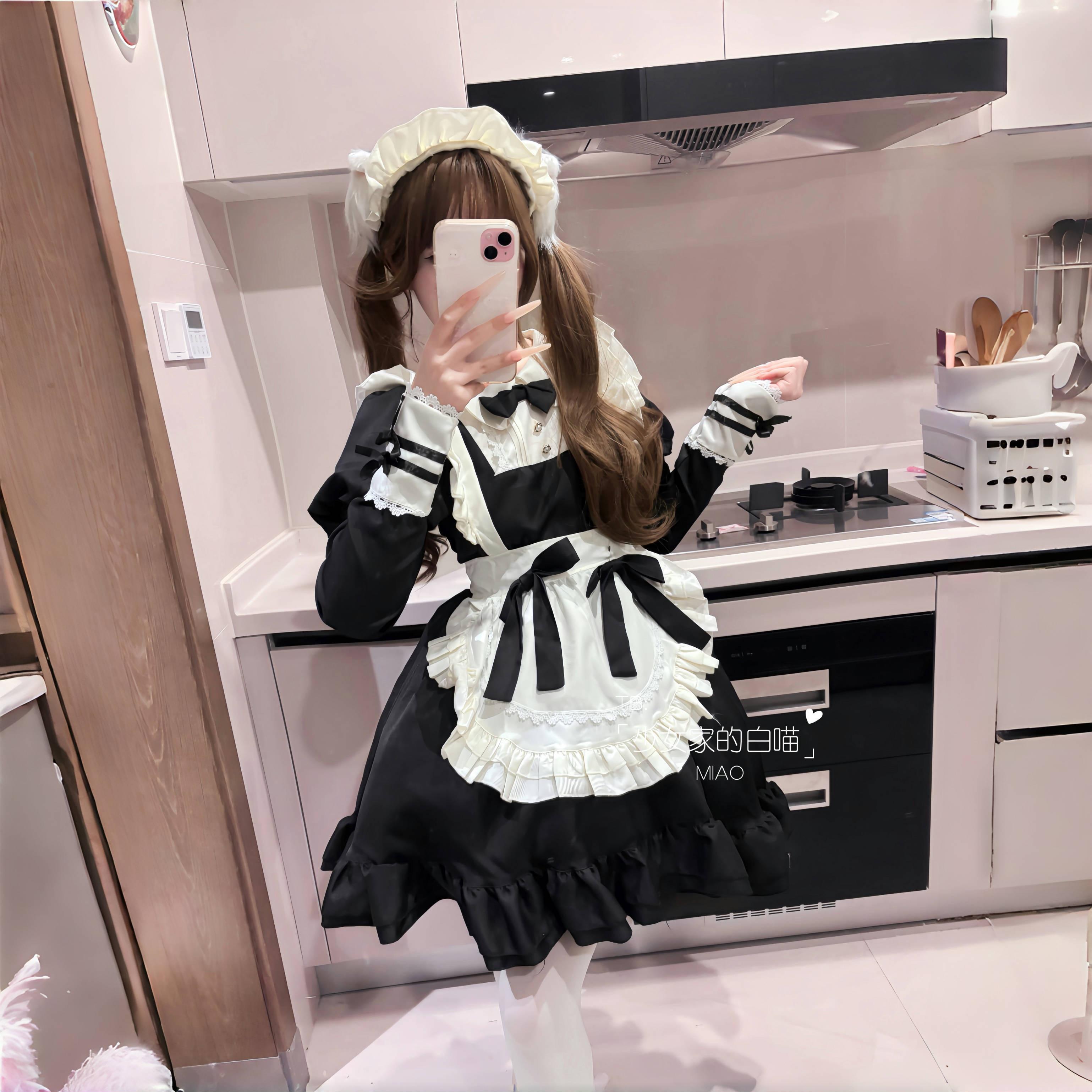 原创黑白长袖经典女仆装