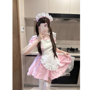 少女lolita洛丽塔连衣裙 日系可爱软妹女佣装 MIAO 粉色天使女仆装