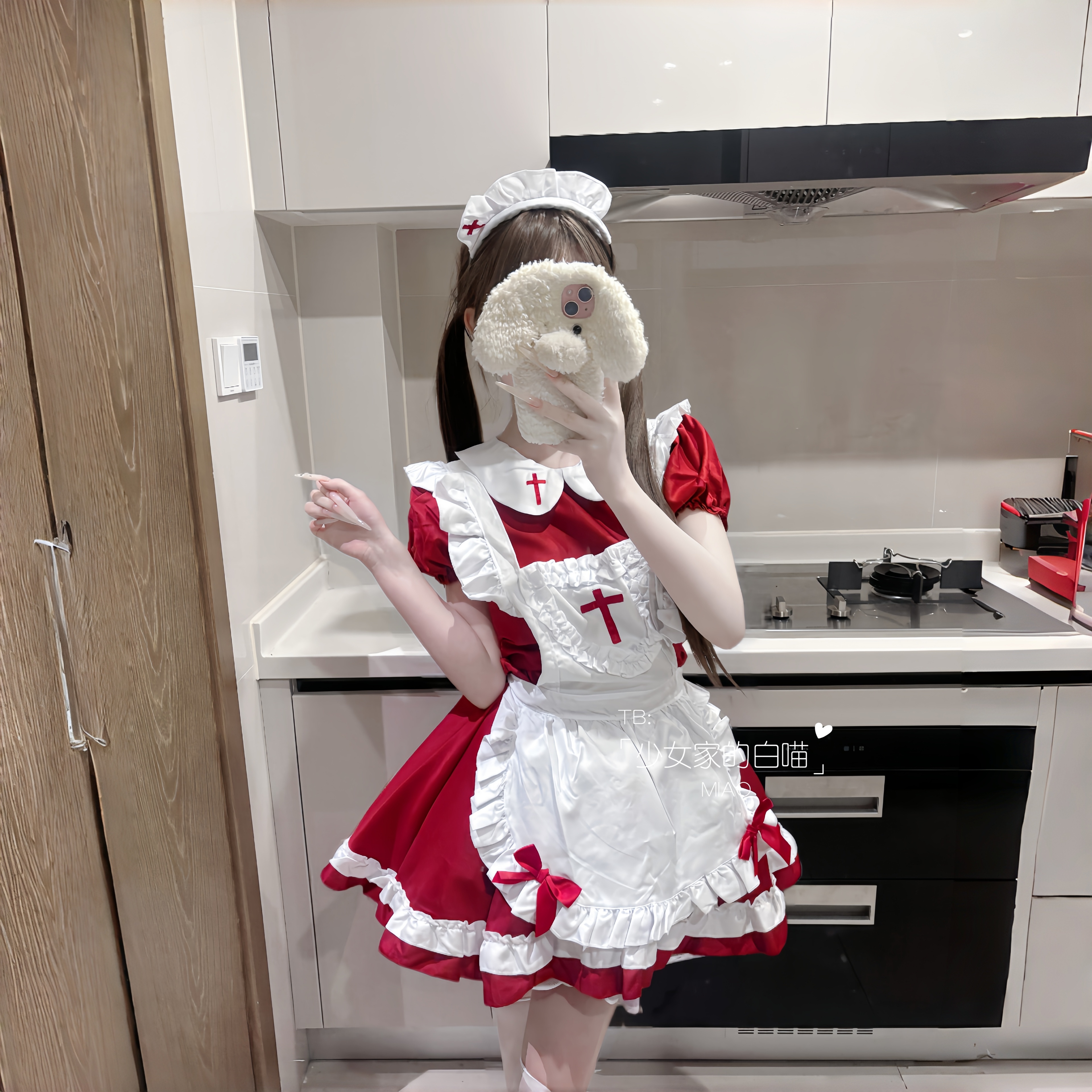 红色lolita女仆装圣诞节连衣裙