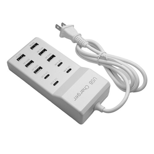 10口USB Type-C充电器50W手机智能插座排插直充电头5V2.4A