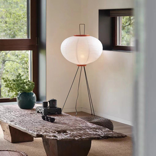 日式野口勇落地灯手工宣纸铁艺侘寂风民宿卧室客厅坐地灯立式台灯