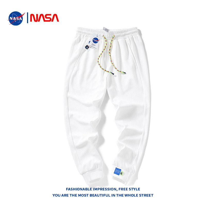 NASA联名华夫格小脚长裤运动裤男潮牌情侣休闲长裤 25888款