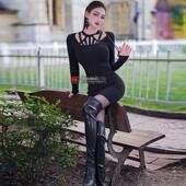 毛衣裙新款 设计感秋冬时尚 欧美性感别致修身 针织连衣裙