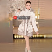 饰撞色连帽棉服2025新款 重工装 白色拼接仿皮草休闲外套 女装 冬季