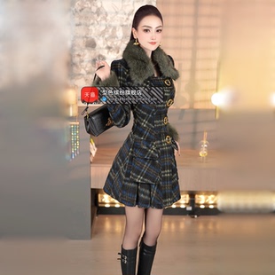 型色缤纷冬季时尚设计感大衣2025新款加厚保格纹中长款修身外套