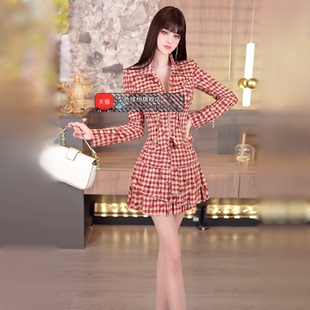 春季经典格纹休闲套装2026新款气质减龄长袖衬衫半身裙两件套
