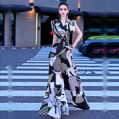 夏日波西米亚风时尚套装2025新款时尚不规则上衣设计感裙裤两件套