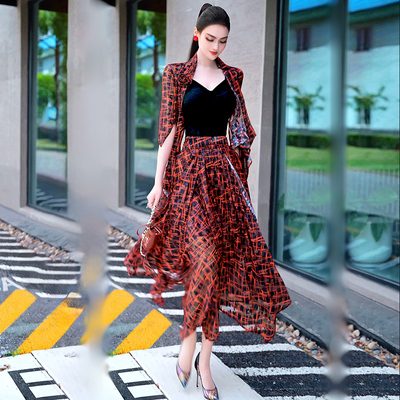 型色缤纷夏季时尚套装裙2025新款气质上衣大摆半身裙穿搭一整套