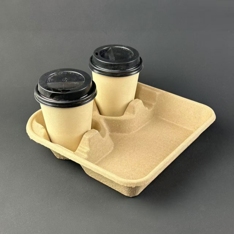 一次性杯托双杯杯托纸浆薯条托盘