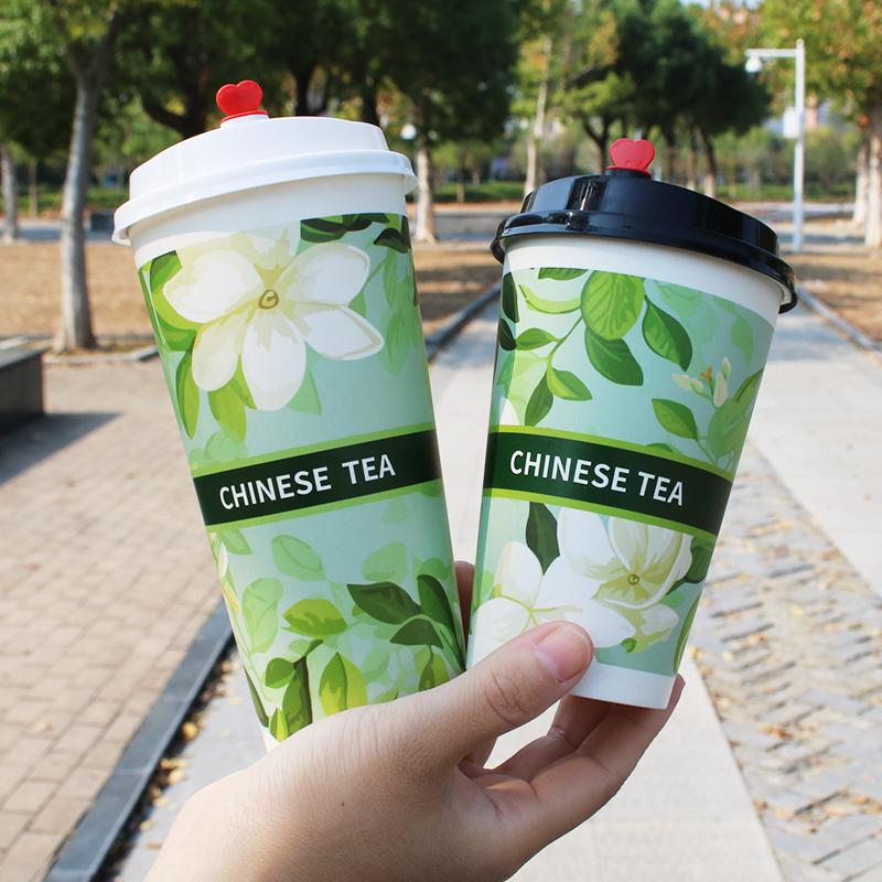 500ML700茉莉奶茶纸杯热饮咖啡杯