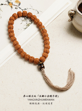 老树王籽小金刚菩提原籽满肉五瓣双龙纹念珠手持天珠配饰文玩手串