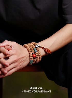 老树王小金刚菩提子手串藏式薄切念珠盘玩天珠文玩配饰男女手持