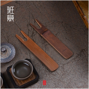 班意竹制壶叉日本铁壶银壶专用竹子壶叉铁壶夹壶盖叉铜壶夹壶盖起