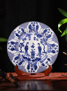 陶瓷仿古风圆形盘西餐具仕女图