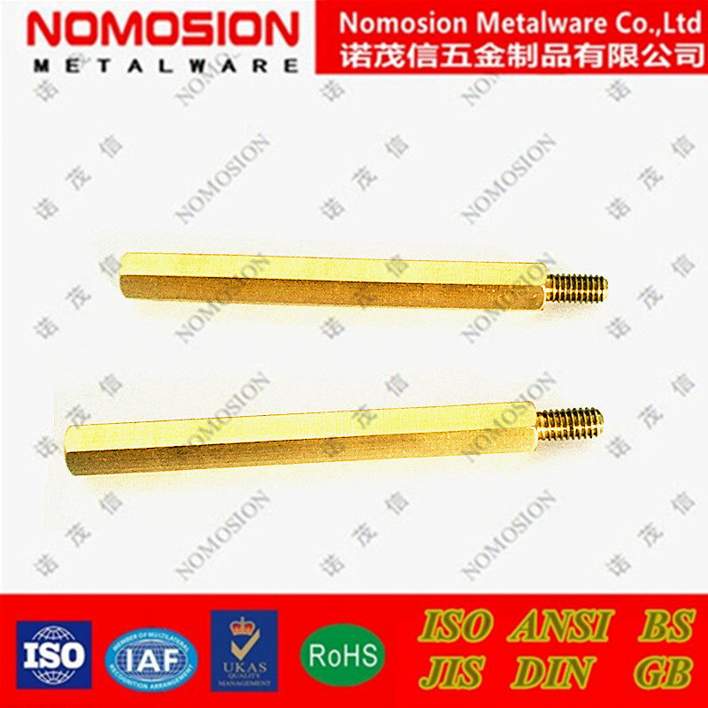 铜镀镍机箱隔离螺柱 单头六角隔离支撑柱 黄铜六角阴阳接力柱m4*8