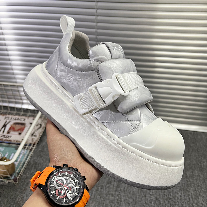 欧洲站潮牌男鞋2026新款时尚百搭厚底大头休闲鞋潮流银色高端板鞋,流行男鞋,休闲板鞋,淘宝优惠券,粉丝福利购,淘宝优惠卷