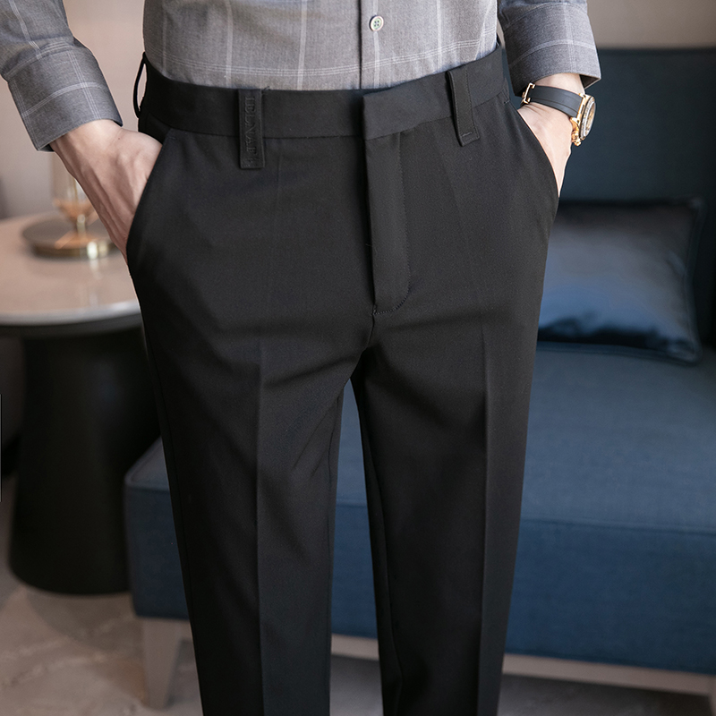 新款秋冬款西裤男商务休闲皱潮流色修身小脚商务厚款西服西0929z