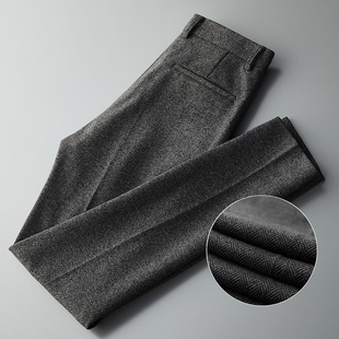 西裤男秋冬季毛呢料休闲裤男士直筒磨毛裤厚款商务西装裤子男修身