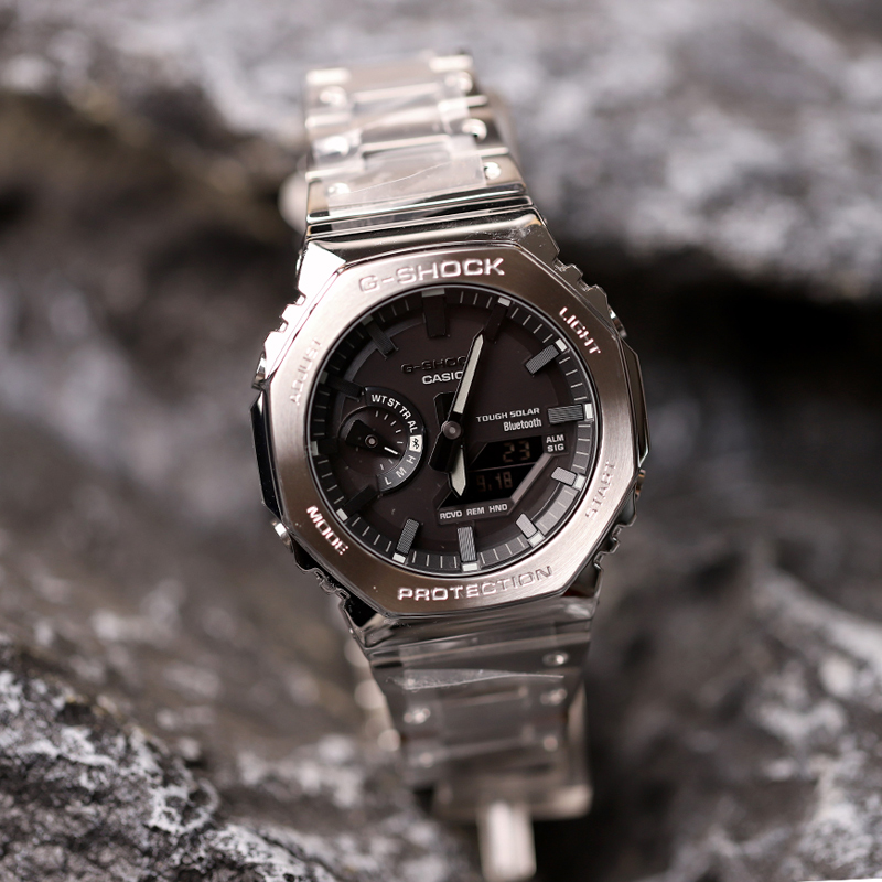 卡西欧GM-B2100D-1全金属农家橡树太阳能蓝牙手表男casio日产旋盖